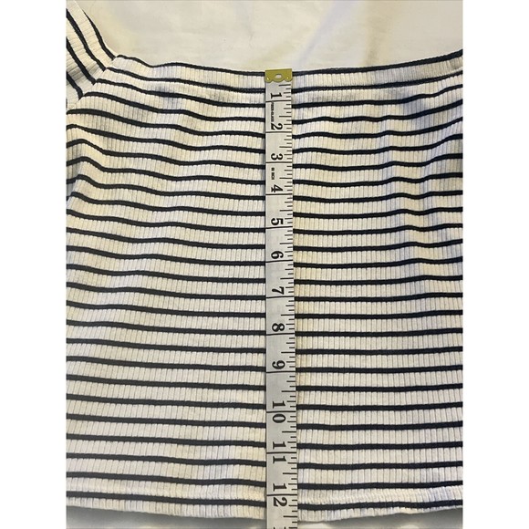 Divided Womens Blouse Top Size Medium Short Sleeve Y2k Striped Cropped Stretch - Picture 11 of 12